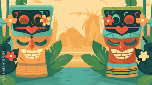 tiki festival background vector illustration