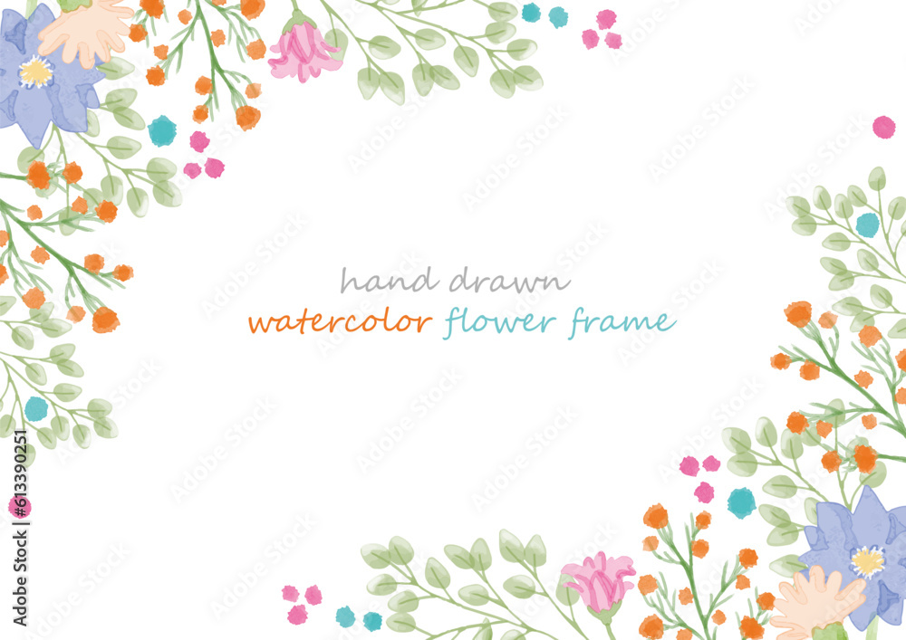 美しい水彩タッチの花のフレーム