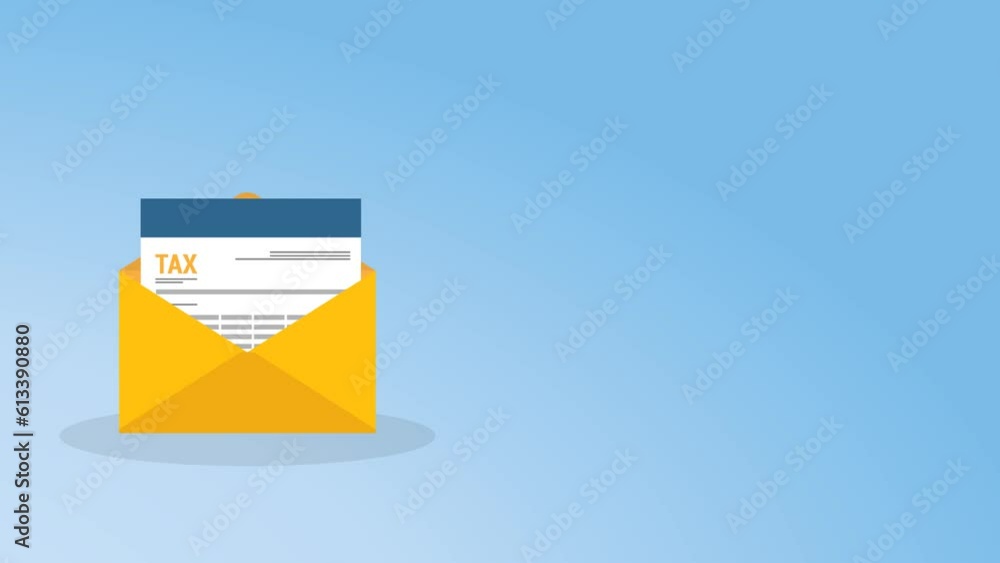 Tax document in an open envelope. Business tax or financial operations. Tax document in an open envelope. Business tax or financial operations.