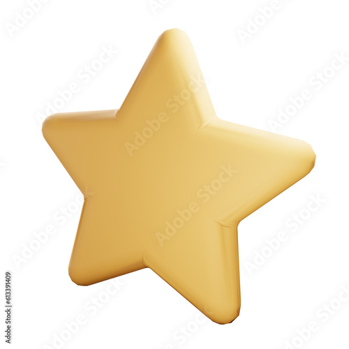 Star yellow 3d render icon on background.