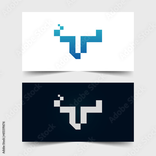 Modern and simple techno bull logo illustration design