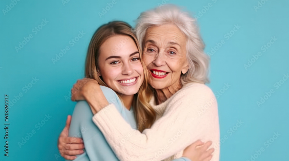 Older Woman's Embrace Offers Comfort to Younger Woman. Older Woman's Embrace Offers Comfort to Younger Woman.