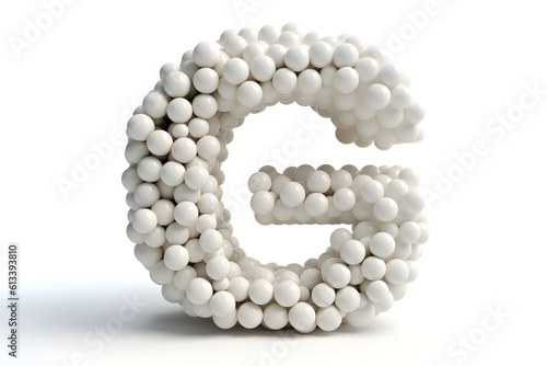 illustration of letter G made from large white rubber balls on white background, Generative AI