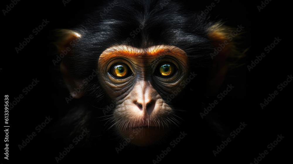 Portrait Of Monkey Animal Minimalist Eternal Melancholy. Generative AI