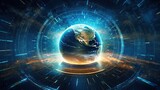 Global technology earth banner digital background,Generative AI