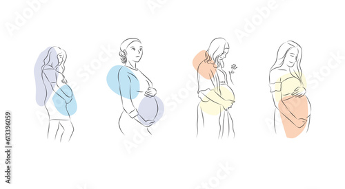 pregnant woman outline illustration 