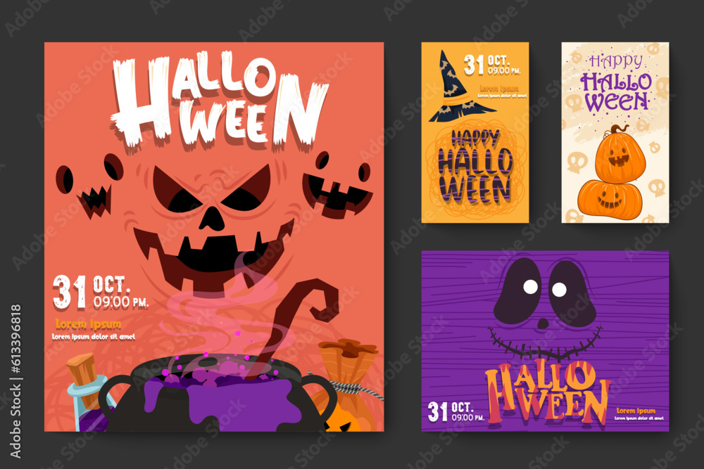 Fototapeta premium Happy Halloween (trick or treat) Poster for invitation for designer create banner or web page