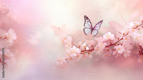 Beautiful gentle spring light background image in pink pastel  © tashechka