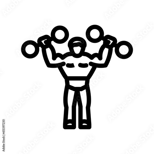 circus strongman carnival show line icon vector. circus strongman carnival show sign. isolated contour symbol black illustration