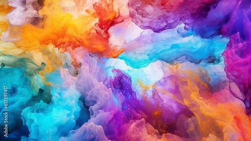 Abstract background bright and colorful explosion of liquid painting  Created with generative AI technology