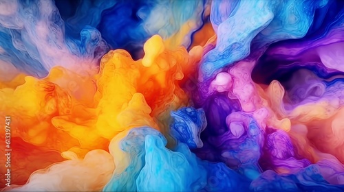 Abstract background bright and colorful explosion of liquid painting, Created with generative AI technology