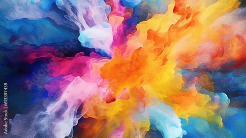 Abstract background bright and colorful explosion of liquid painting  Created with generative AI technology
