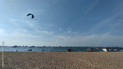 kite surfing on the beach