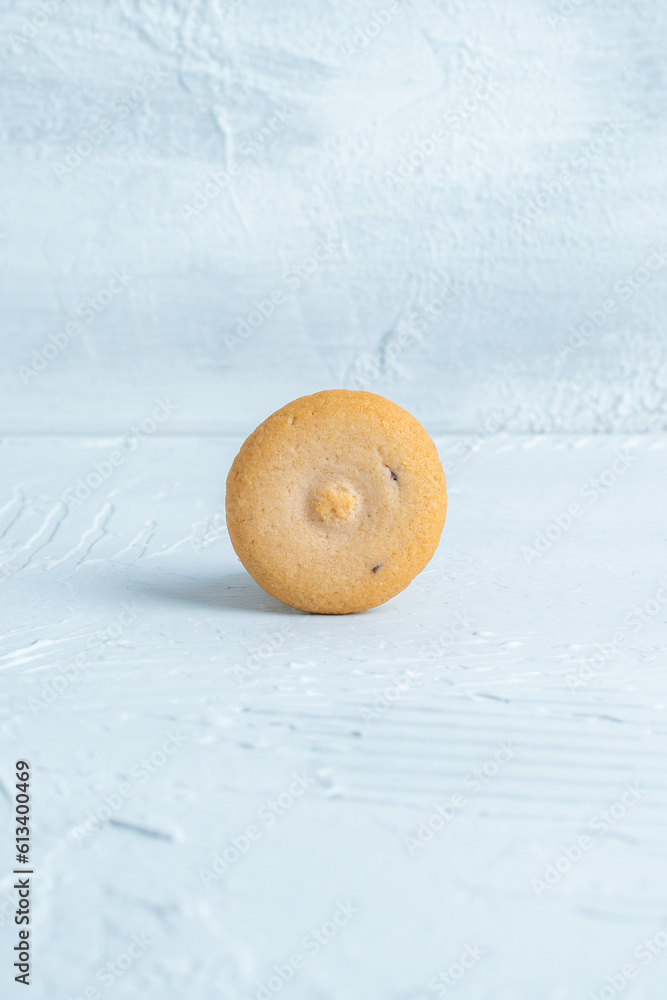 Single blueberry cookie with a white background Single blueberry cookie with a white background