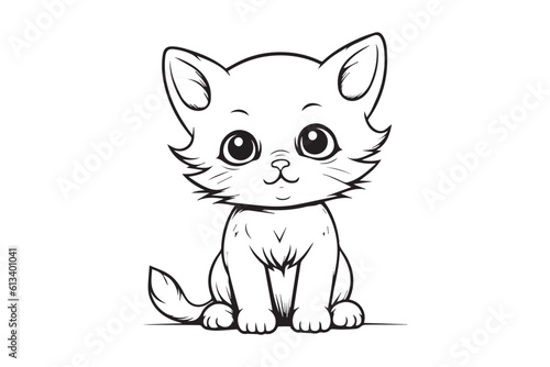 Kids Coloring Pages, Cute Cat Coloring Pages, Cat Character Vector Illustration 