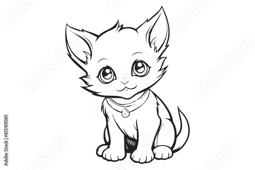 Kids Coloring Pages, Cute Cat Coloring Pages, Cat Character Vector Illustration 