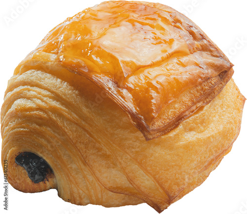Different kind of freshly baked pain au chocolate on transparent background