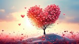 HD wallpaper: red and pink hearts illustration, tree, love, romantic, heart Shape, 
