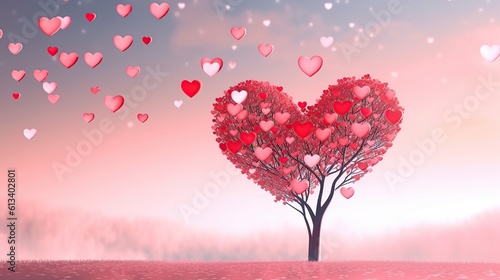 HD wallpaper: red and pink hearts illustration, tree, love, romantic, heart Shape,  © MUCHIB
