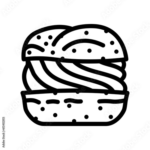 vanilla cream puff food snack line icon vector. vanilla cream puff food snack sign. isolated contour symbol black illustration