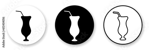 Alcohol cocktail vector round icons collection. Stylized elements in black and white colors. Best for mobile apps, social media, highlights, logo creating and branding design.