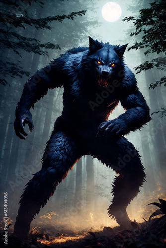 Obraz na plátně A werewolf out of hell high fantasy artwork created with Generative AI technolog