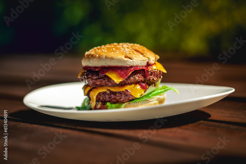 burger on a plate