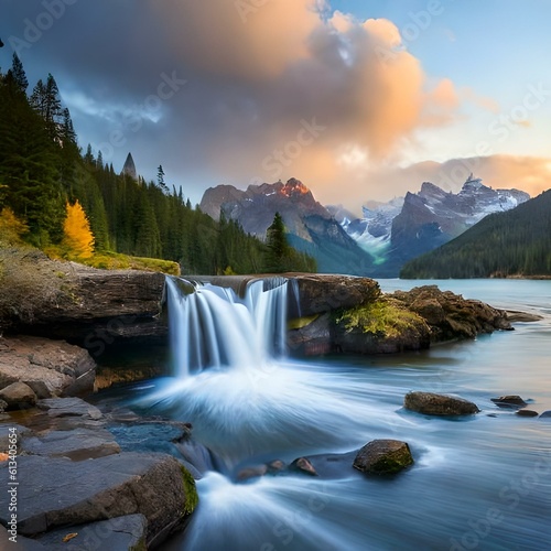 waterfall in the mountains