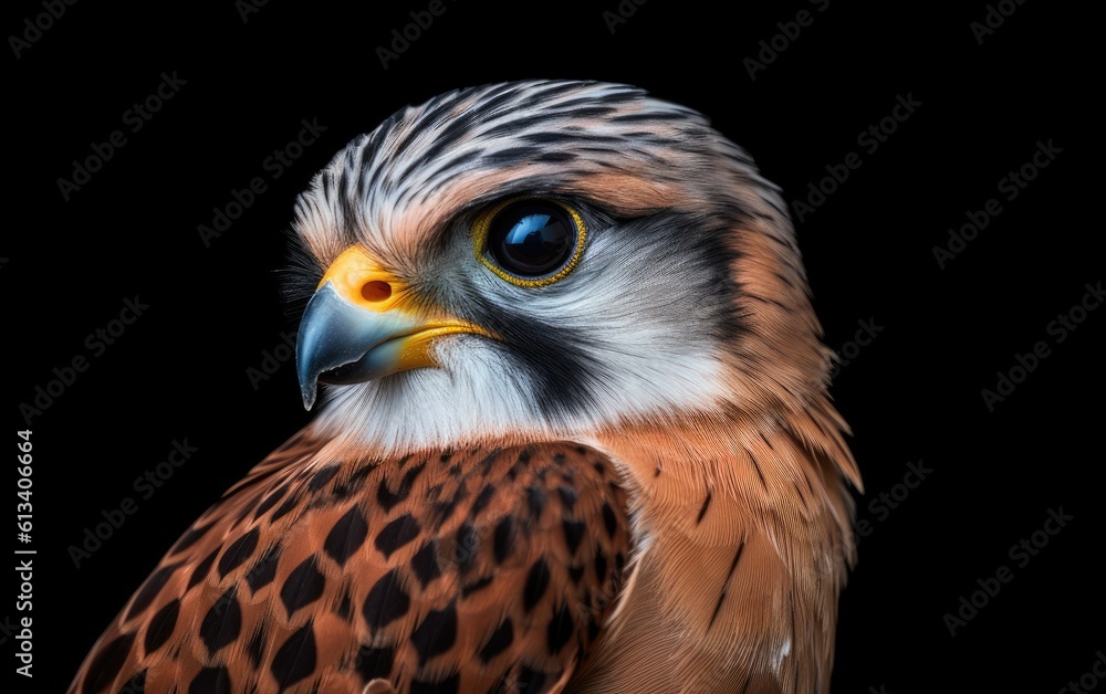 Red tailed hawk in the black background. Generative AI. Red tailed hawk in the black background. Generative AI.