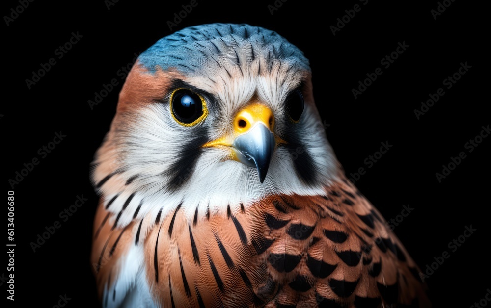 Red tailed hawk in the black background. Generative AI. Red tailed hawk in the black background. Generative AI.