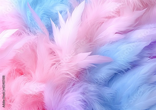Colorful of feathers background. Generative AI.