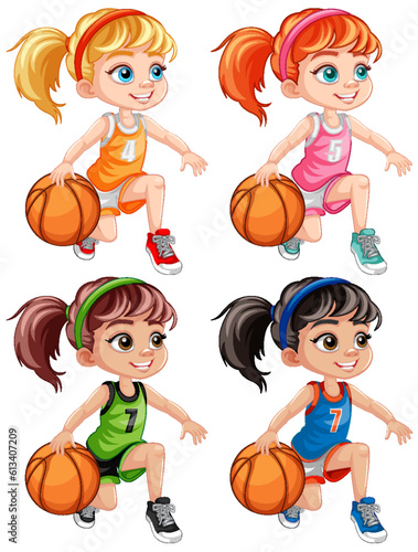 Cute Girls Playing Basketball Collection
