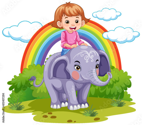 A girl riding elephant