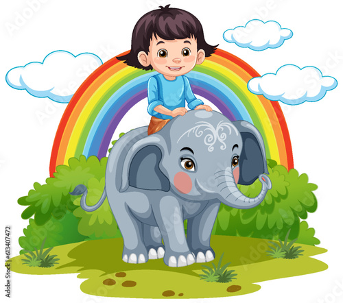 A girl riding elephant