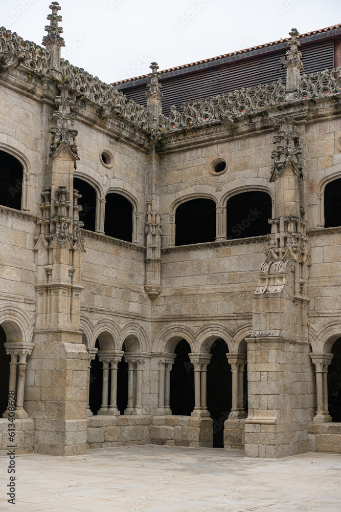 photograph vertical of the inner courtyard of the Monastery of San Esteban de Ribas de Sil