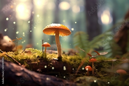Enchanting Forest Mushroom - Magical Fungi and Natural Wonder, Generative AI
