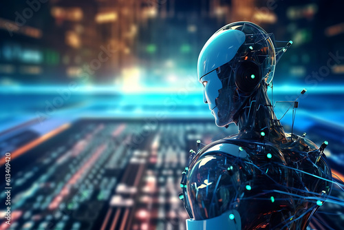 Arificial intelligence concept, futuristic Robot