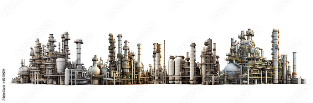 Big industrial factory on transparent background