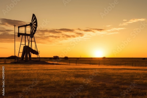 Oil pumpjack in the sunset