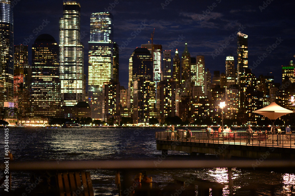 beautiful city skyline at night. USA