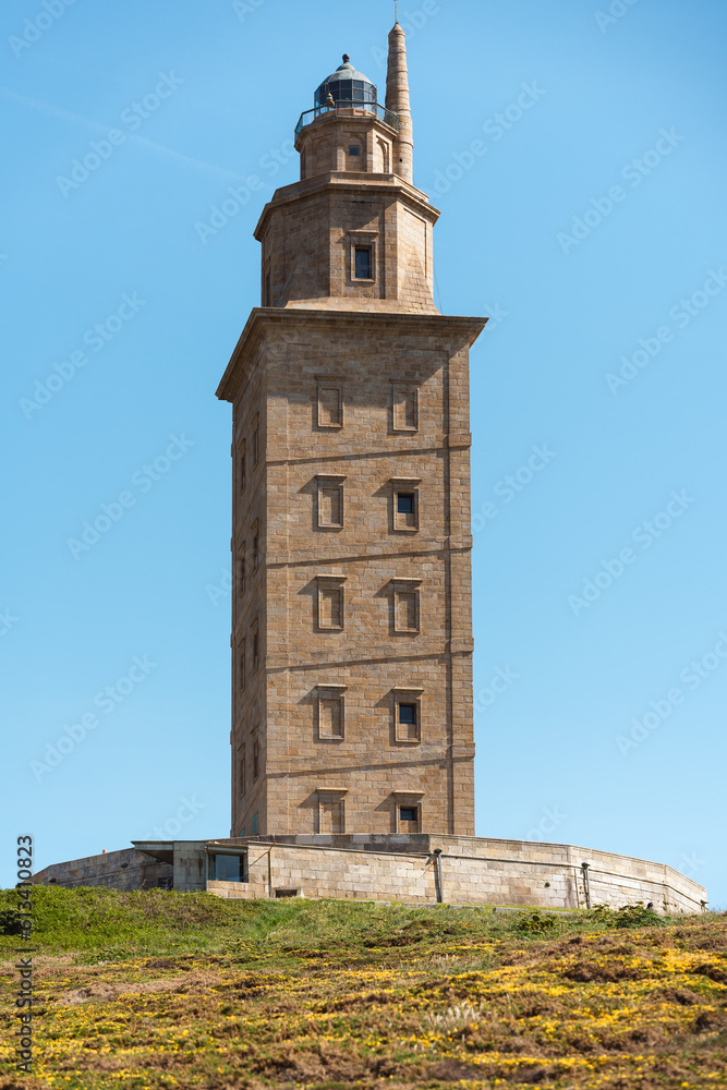 image of the tower of Hercules with its lighthouse on top located in La Coruña, Galicia, Spain