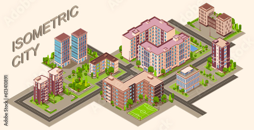 Isometric City Buildings Composition