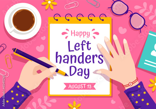Happy LeftHanders Day Celebration Vector Illustration with Raise Awareness of Pride in Being Left Handed in Flat Cartoon Hand Drawn Templates photo