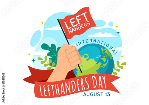Happy LeftHanders Day Celebration Vector Illustration with Raise Awareness of Pride in Being Left Handed in Flat Cartoon Hand Drawn Templates