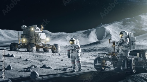 Astronauts on the surface of the moon 
