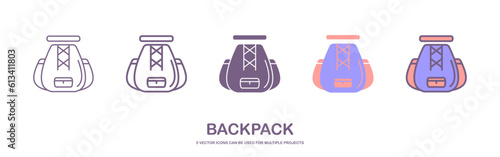 Schoolbag icon. Trendy modern thin line illustration of a school backpack bag. case icon vector isolated on white background. © Haritselarif
