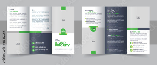 Creative Medical Clinic Trifold Brochure Layout, Medical & healthcare trifold brochure template