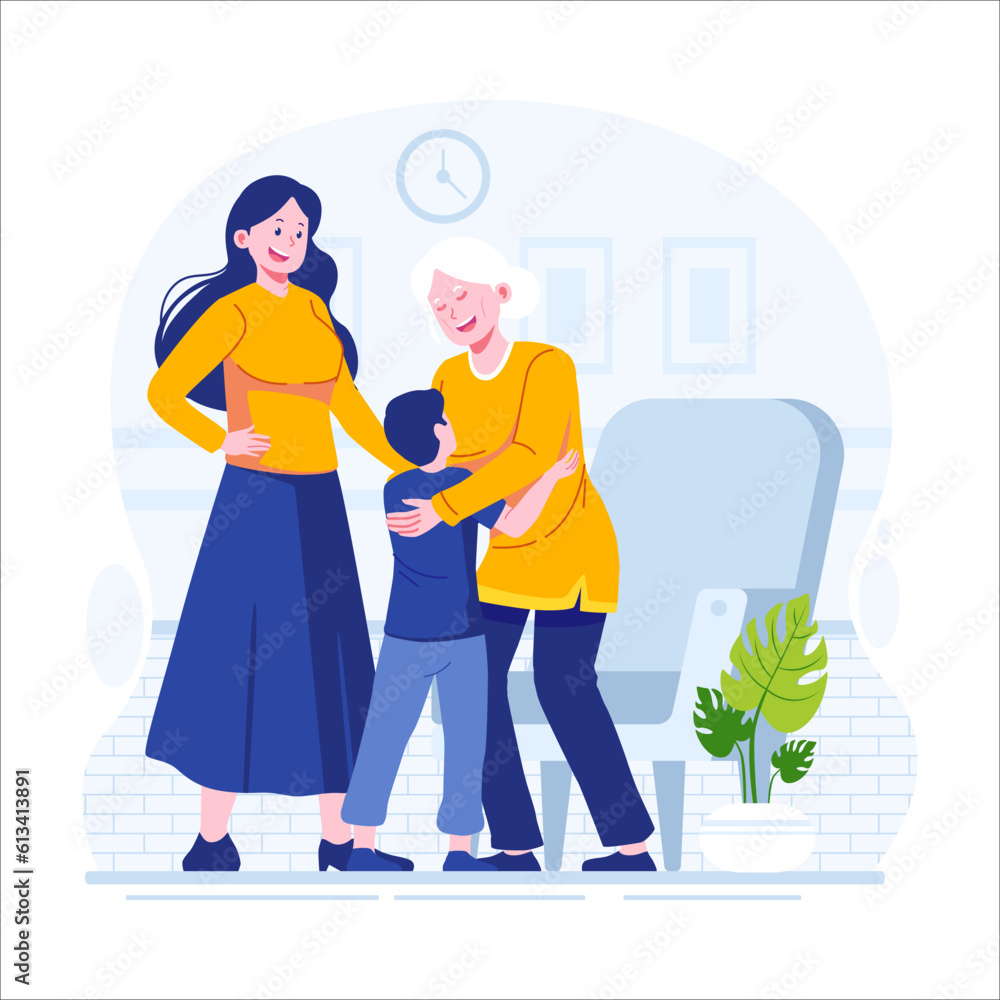 Celebrating grandparent's day flat illustration Celebrating grandparent's day flat illustration