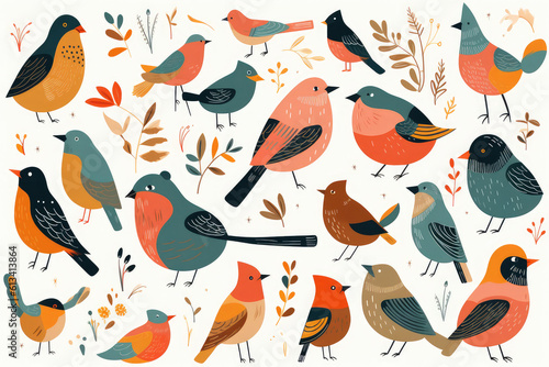 set of birds  illustration