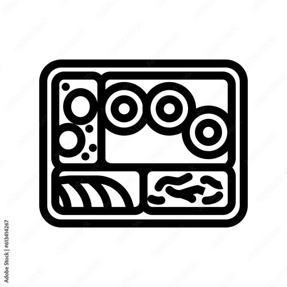 bento box japanese food line icon vector. bento box japanese food sign. isolated contour symbol black illustration bento box japanese food line icon vector. bento box japanese food sign. isolated contour symbol black illustration